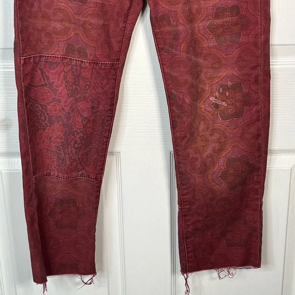 Anthropologie Pilcro The Trailblazer Sz XS Red Distressed Pants Jeans Boho - Image 3
