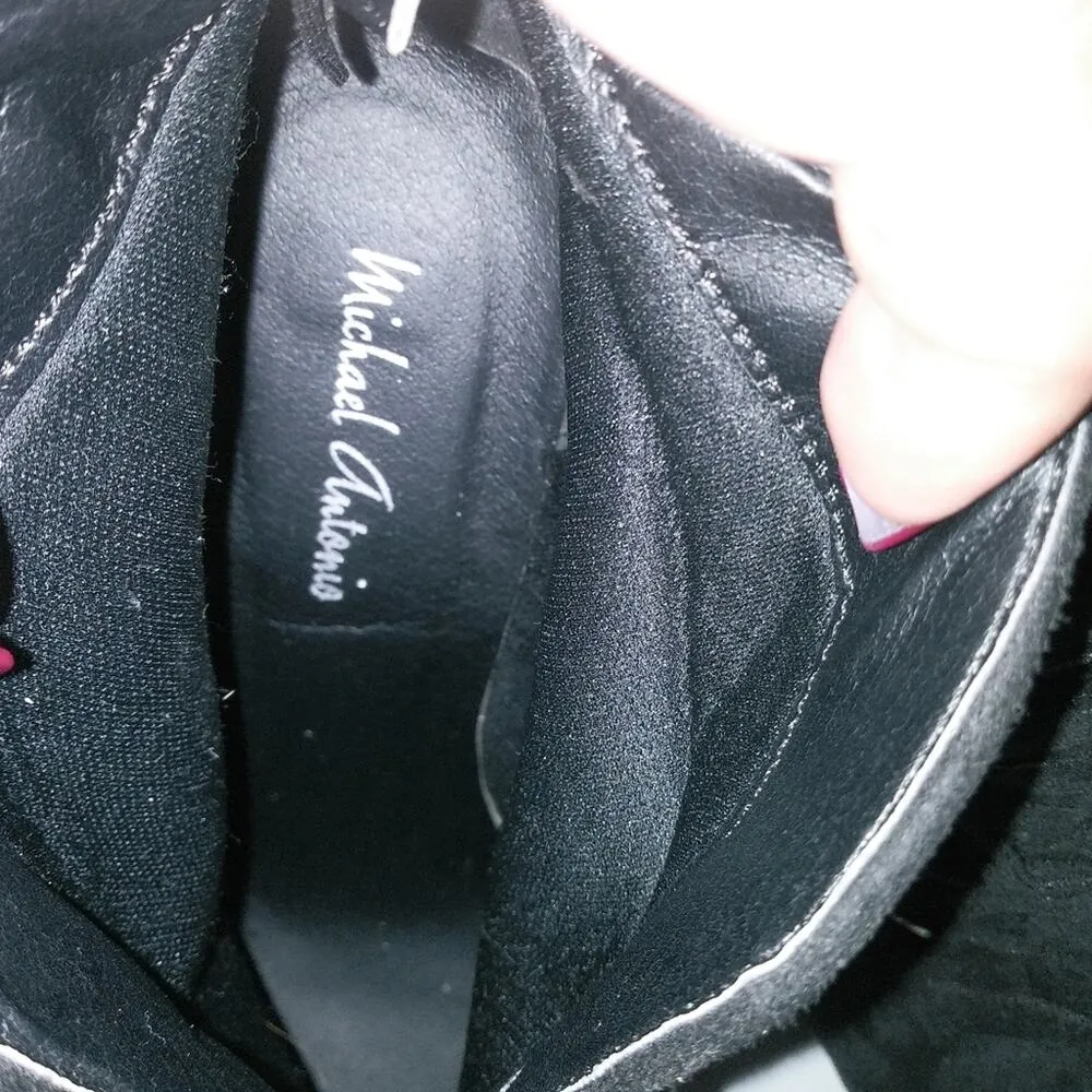 Michael Antonio Black Suede Fringe Heeled Booties Western Festival Size 8 - Image 11