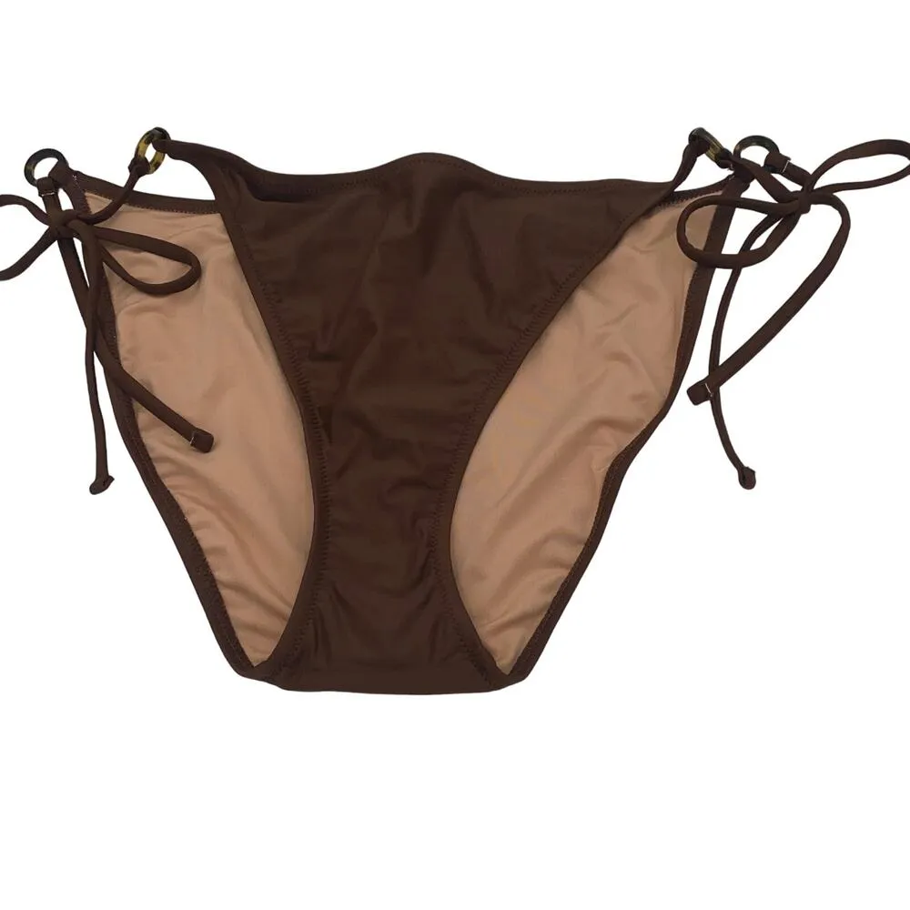 New J. Crew Brown O-Ring Cheeky String Side Tie Bikini Swim Suit Bottom Size XXL - Image 2