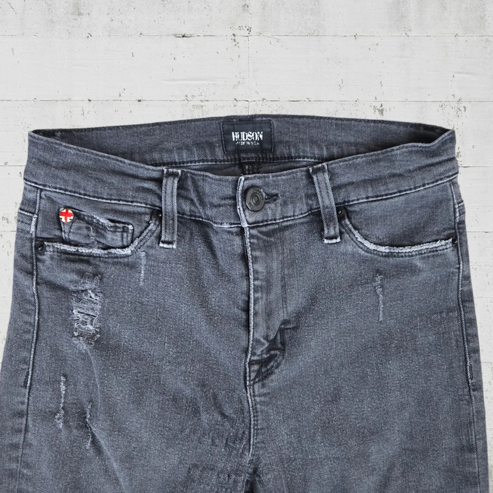 Hudson Nico Black Distressed Mid Rise Stretch Slim Super Skinny Jeans Size 28 - Image 3