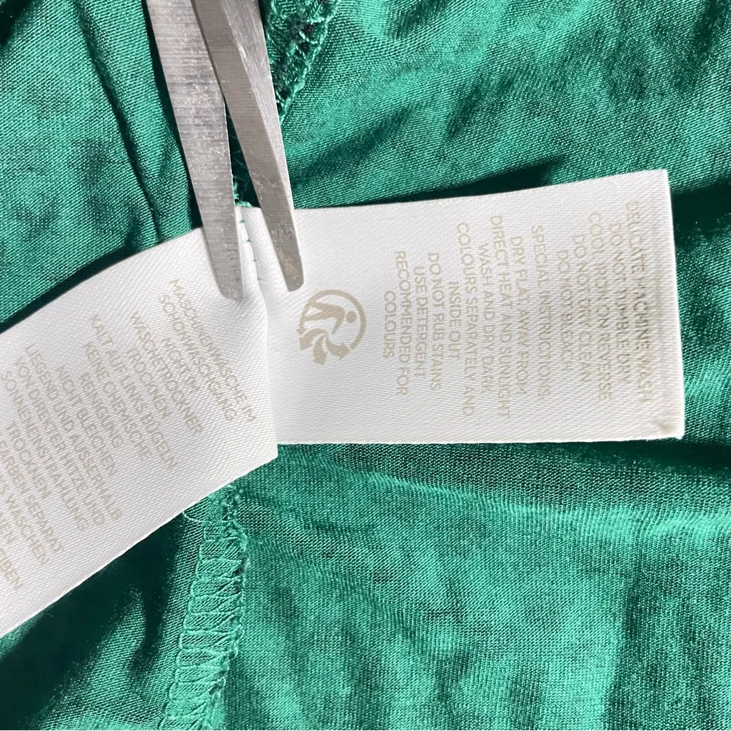 Boden Green Black Floral Print Blouse Long Sleeve Ruched Neckline Size 8 - Image 13