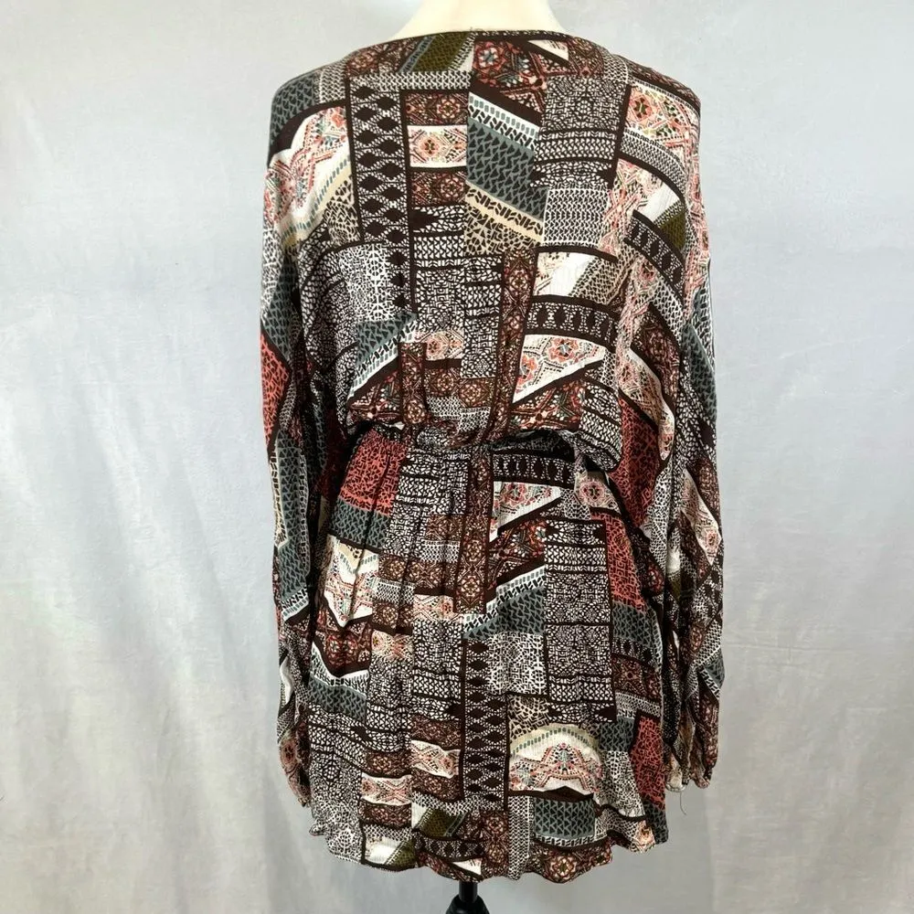 Promesa long sleeve boho western flare ruched bust dress size small - Image 6