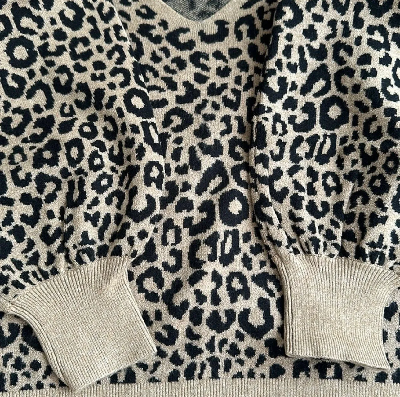 Abercrombie & Fitch Pull Over V Neck Animal Print Sweater Size Medium - Image 7