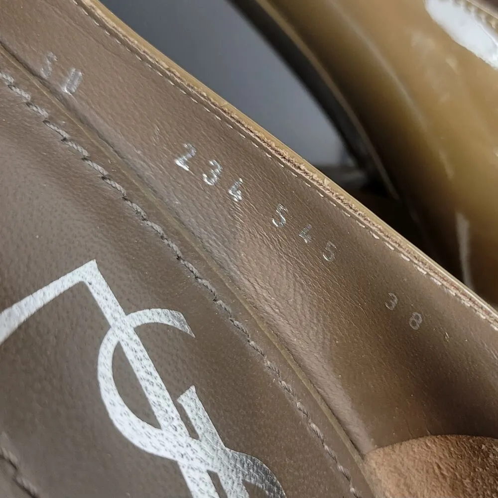 Yves Saint Laurent Womens Heels Size 8 Patent leather Platform Pointy Toe Pumps Tan - Image 14