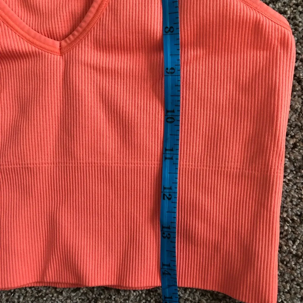 Athleta aurora ribbed cropped camisole ribbed v neck tank top coral XS - Image 6