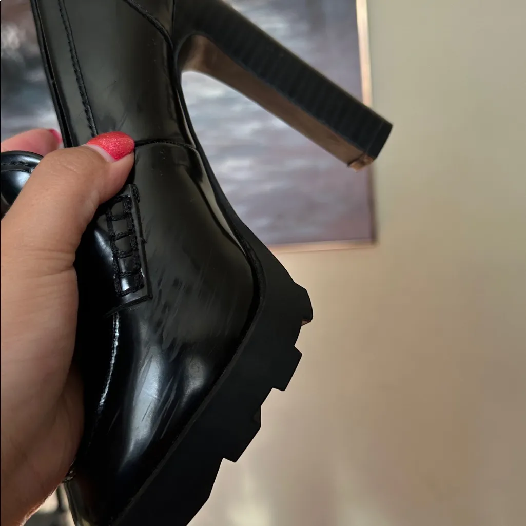 KARL LAGERFELD Women Virna Black High‎ Heel Patent Leather Platform Oxford 5.5 - Image 9