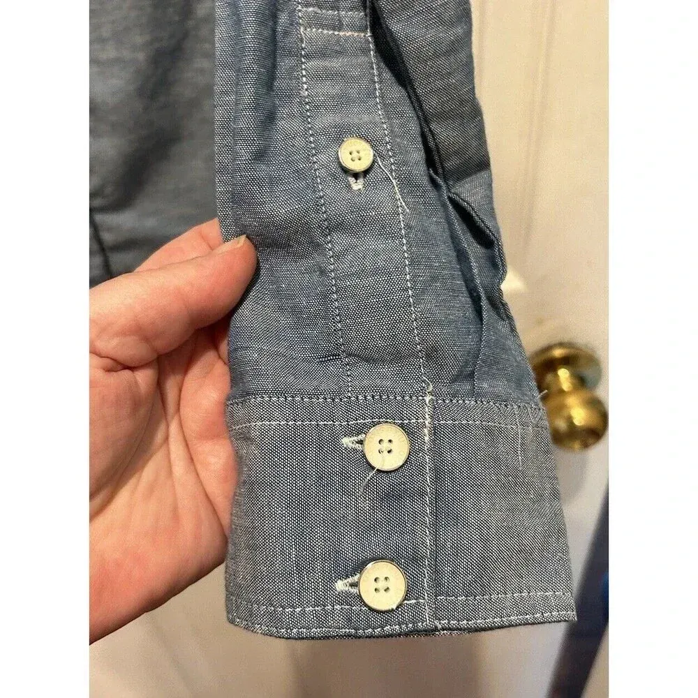 Nike‎ 6.0 Women's Size Large Blue Button Up Shirt Organic Cotton Linen Blend - Image 3