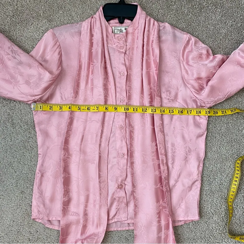 Mille Resort & Travel Gigi Bow Neck Blouse Pink Jacquard S - Image 10