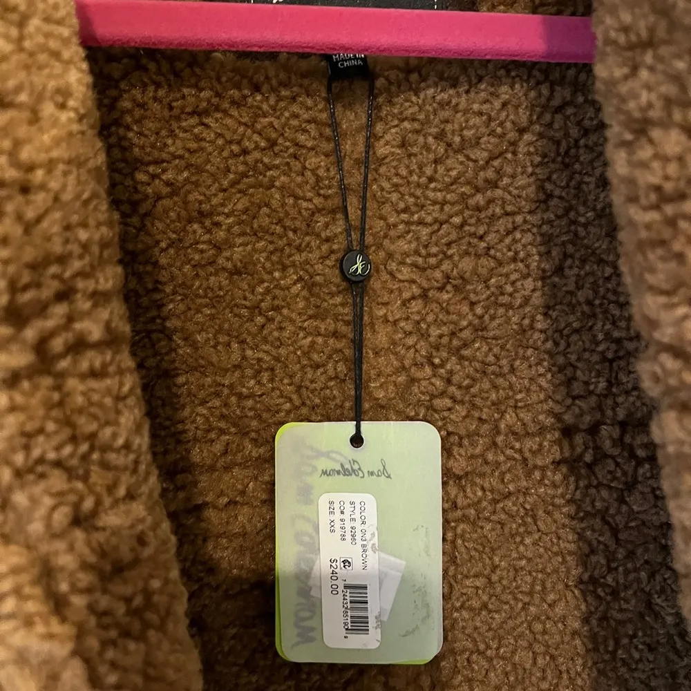 Sam Edelman Faux Shearling Moto Jacket WOMENS XXS XXSMALL BROWN NEW - Image 10