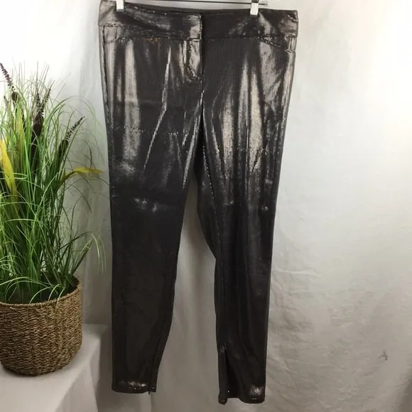 The Limited Taupe Full Sequins Sparkly Shiny Ankle 678 Jean Legging Pants 8 - Image 4