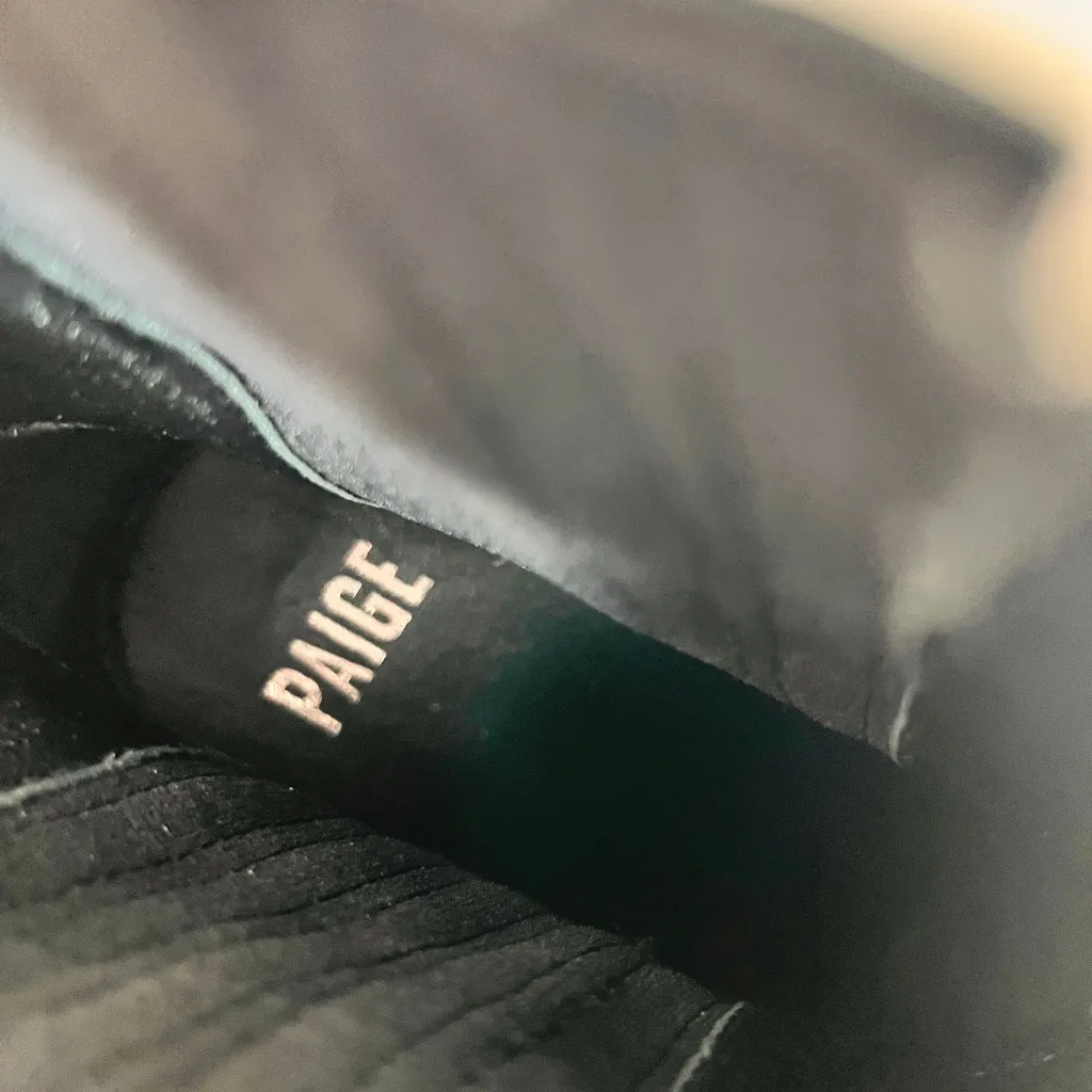 Paige London Black Suede Pointed Toe Heel Boots Chain Detail 9.5 - Image 9