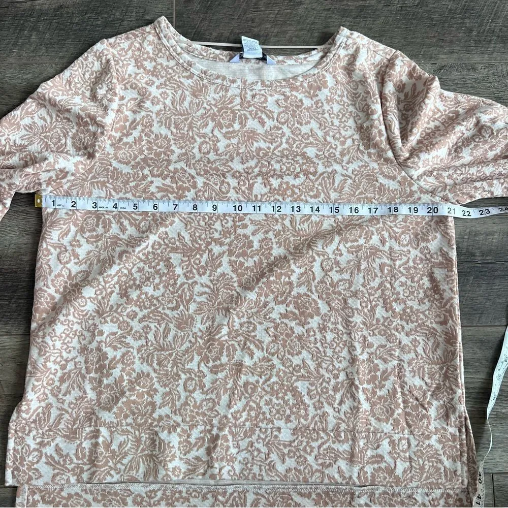 Ophelia Roe NWT Tan Peach Floral Jacquard Puff Sleeve Long Sleeve Blouse Top L - Image 9