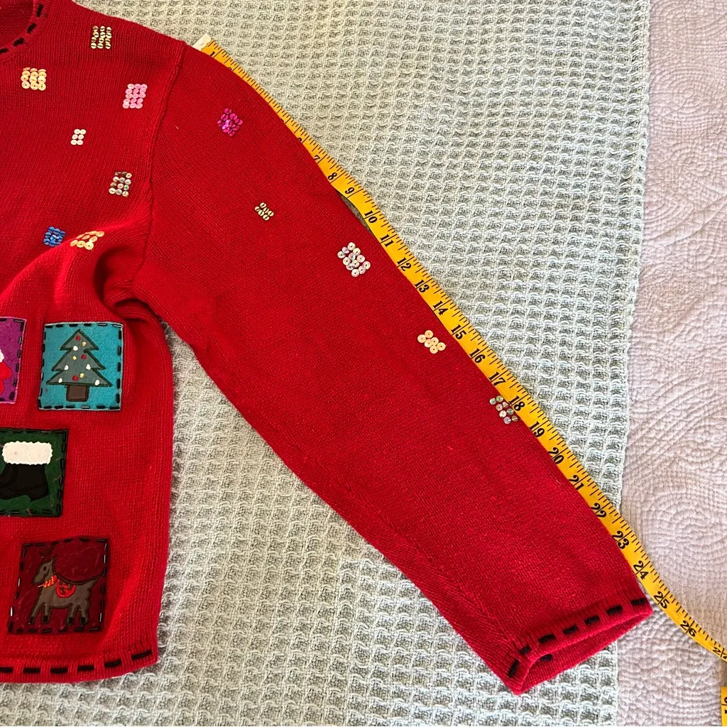 Vintage Designers Originals Ugly Christmas Sweater Womens 1X Red Cardigan Top - Image 8