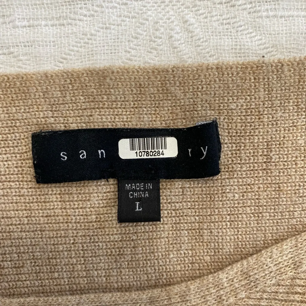 Sanctuary Women Size Large Knit Dolman Sleeve Slit Top Beige Boat Neck - Image 2