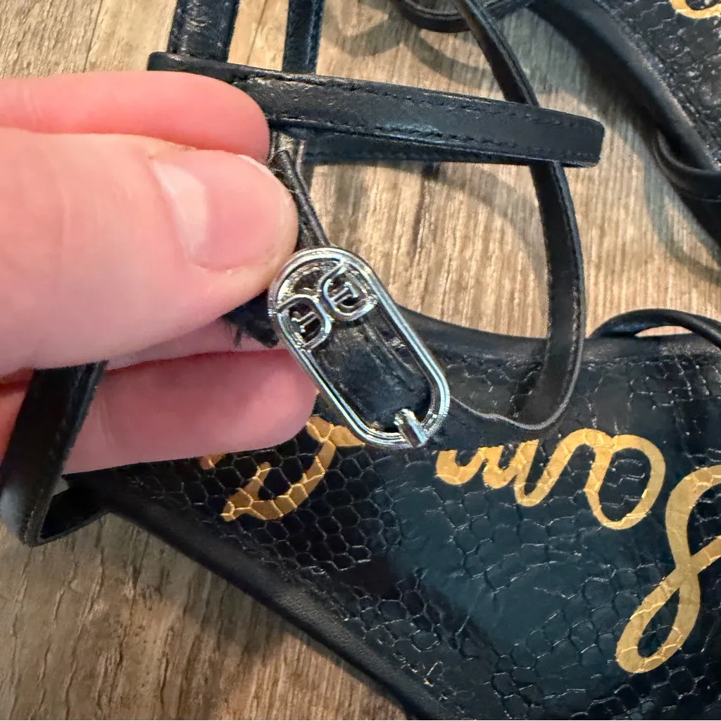 Sam Edelman Ellina Strappy Flat Sandal 7.5 Black - Image 4