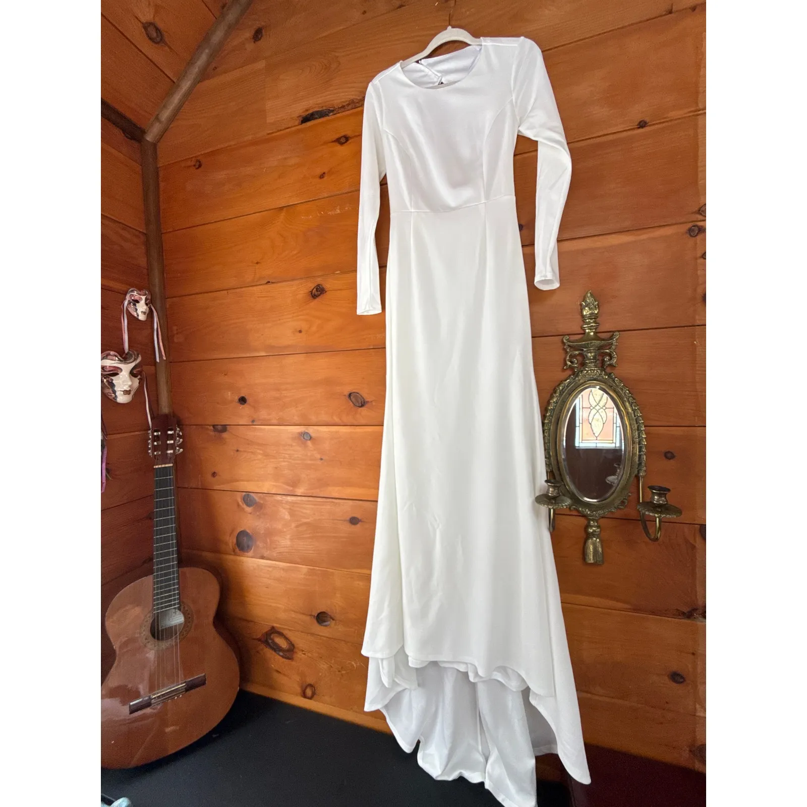 NWT Lulus Eloquent Endearment White Long Sleeve Backless Maxi Dress Bridal Sz L - Image 5