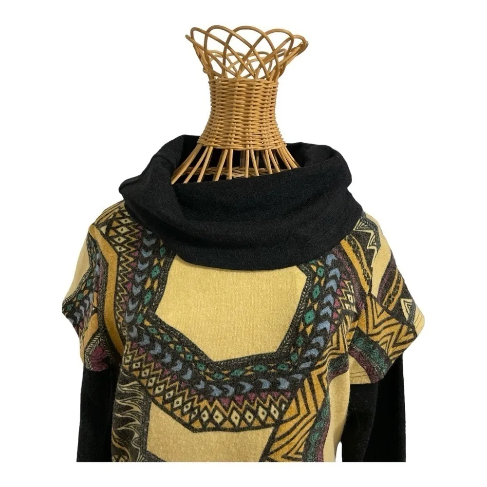 Addie Geo Print Cowl Neck Layered Sweater Dress Tunic L - Image 5