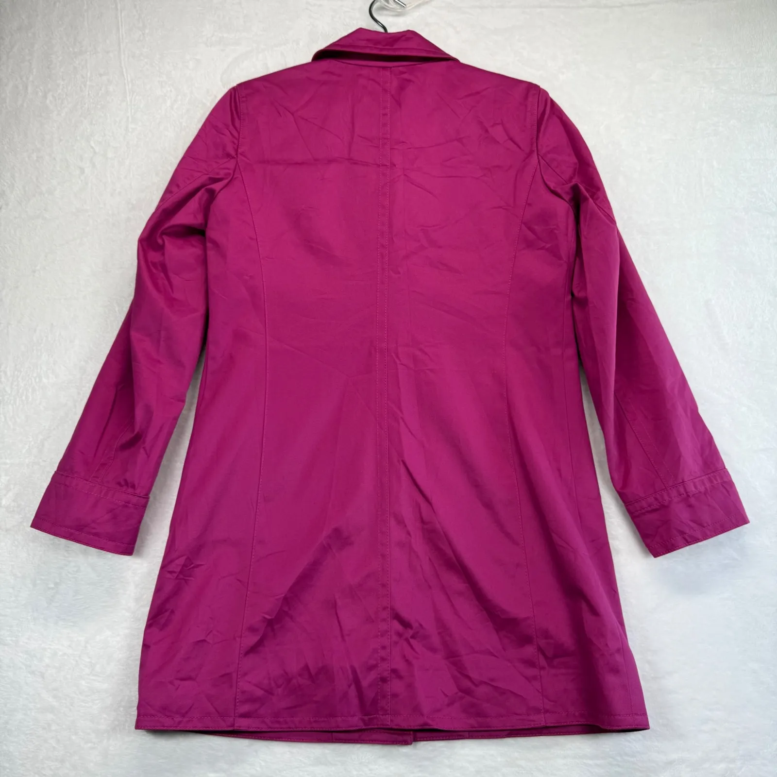 Coach Rain Coat Magenta‎ Floral Lined Button Front Jacket Coat XS READ - Image 10