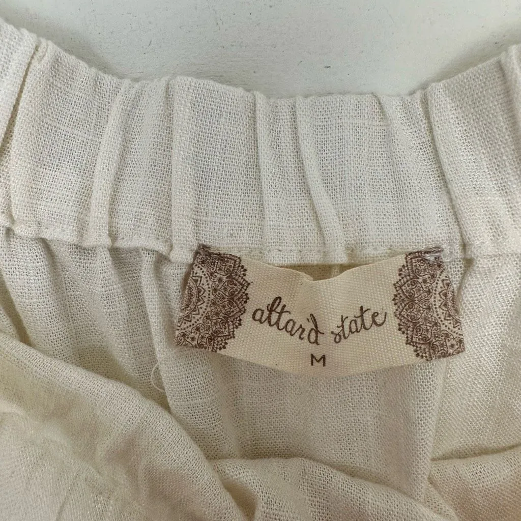 Altar’d State Women’s White Medium Linen Blend Tassel Strapless Blouse - Image 3