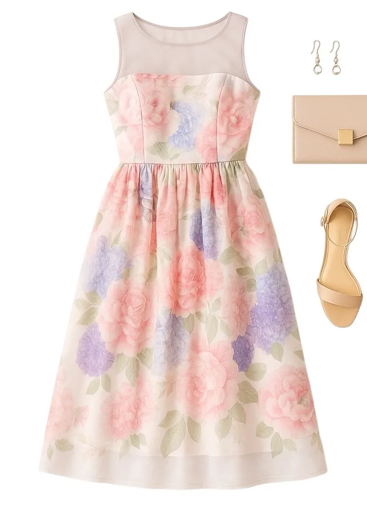 Carmen Marc Valvo Infusion Floral Midi Dress Size 4 Summer Wedding Guest in EUC - Image 1