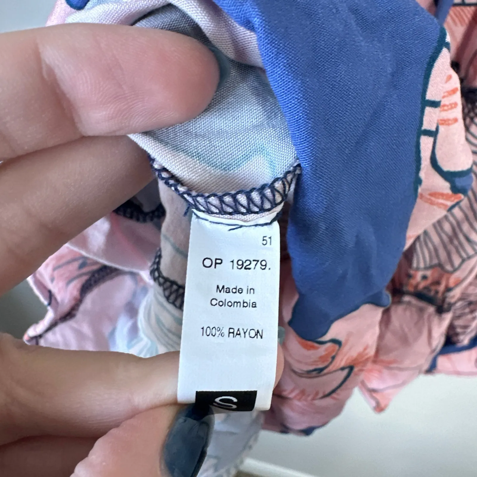 MAAJI Smocked Bodice Tiered Mini Dress Tassel Shoulder Ties Hibiscus Print Small - Image 7