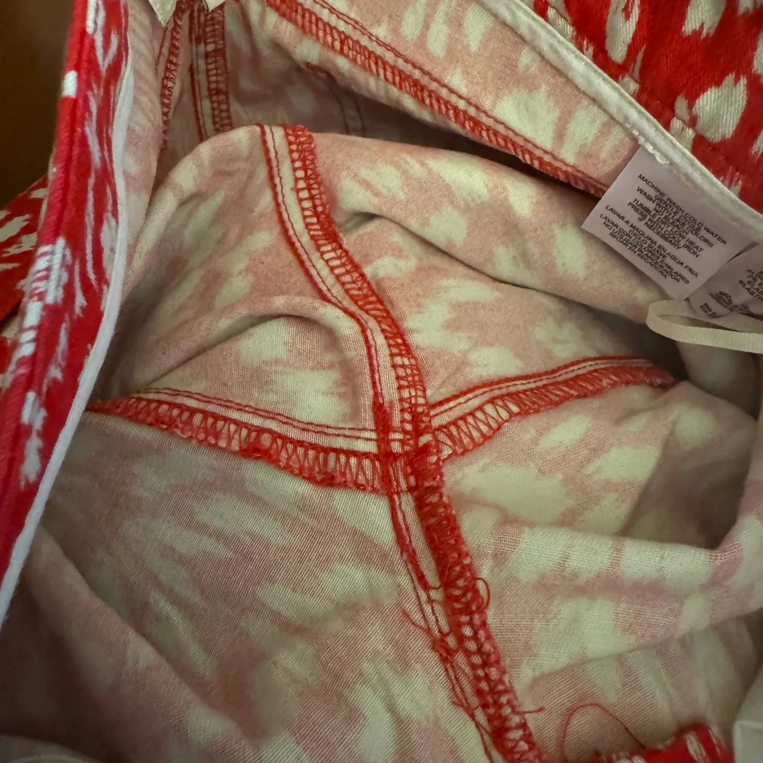 Jones New York Womens Pants Sz 4 Sport Stretch Ikat Print‎ Red Off White - Image 8