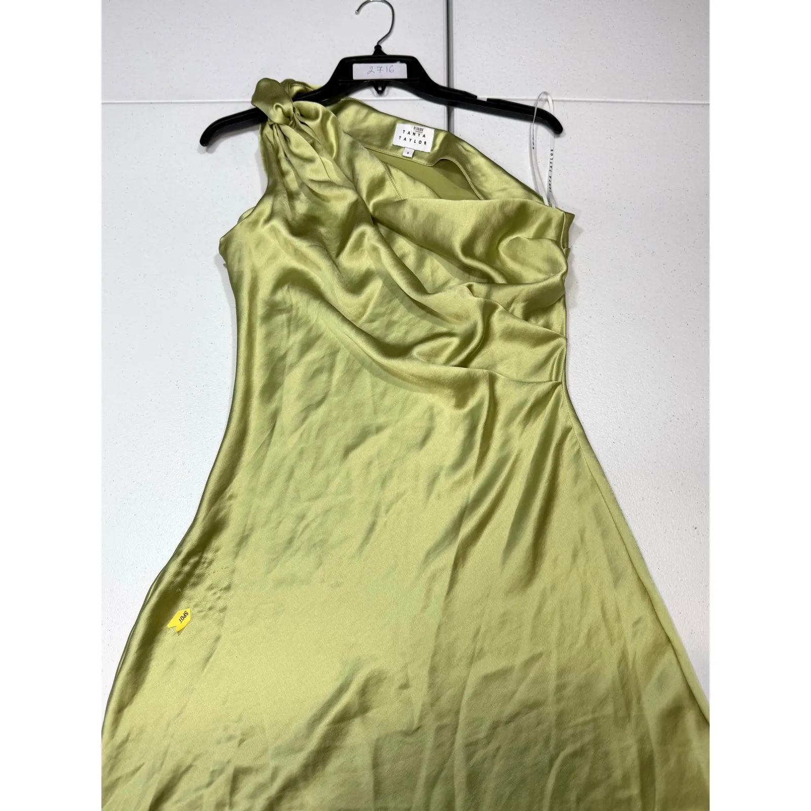 Tanya Taylor Stassi Dress silky green one shoulder slip cocktail dress Size 6 - Image 4