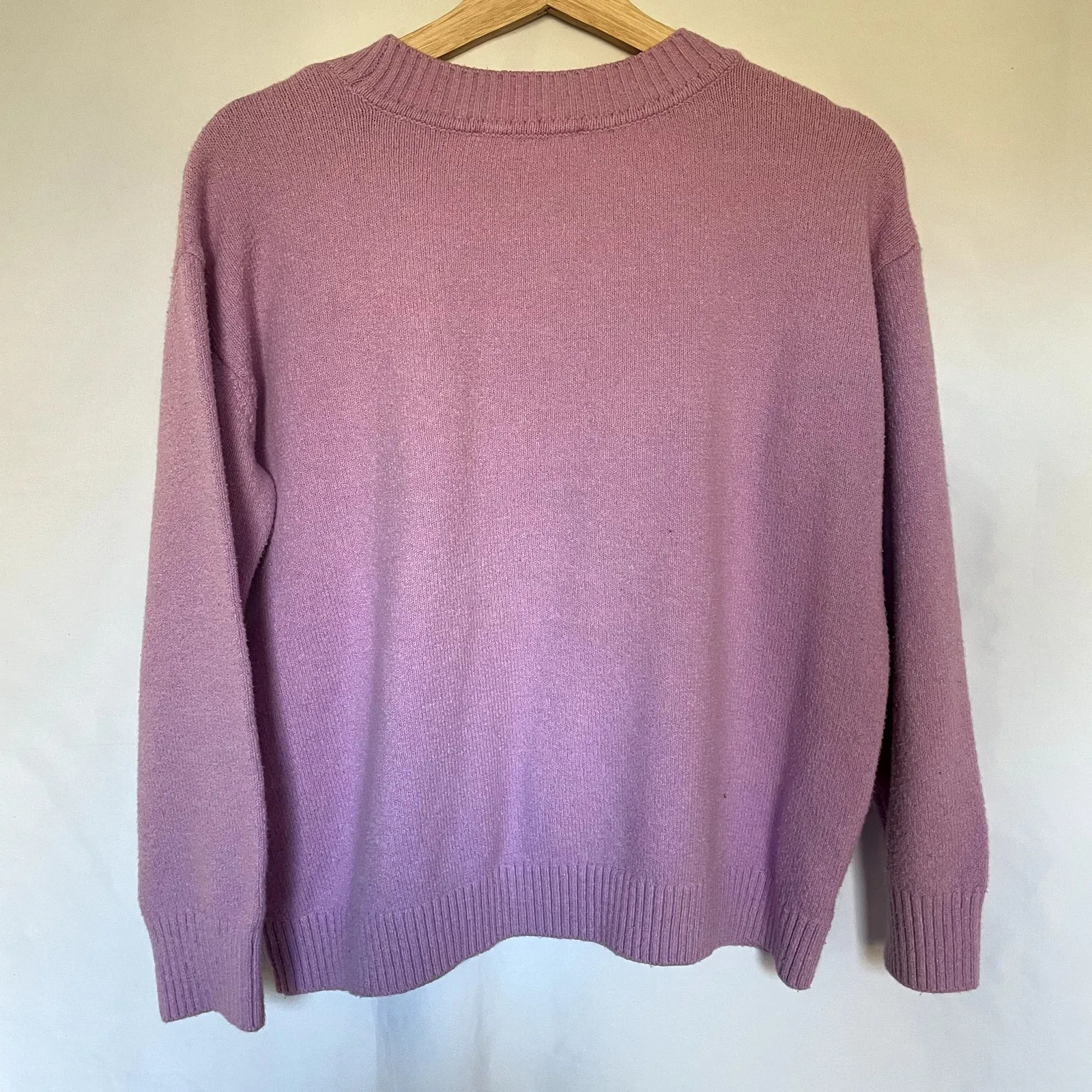LOFT ann taylor pink knit crewneck sweater thick warm women's size large - Image 6