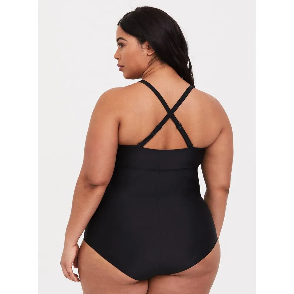 Torrid Wireless Ladder Front Ruched One Piece Swimsuit Black Size 5 - Image 3