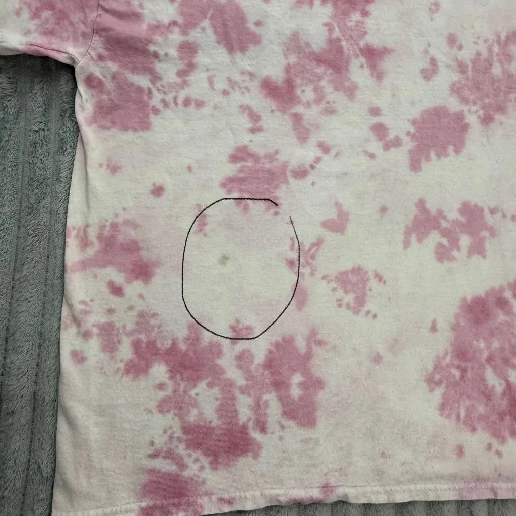 Nirvana T-Shirt Womens L‎ Smiley Graphic Pink Yellow Tie Dye Retro Grunge Band - Image 7