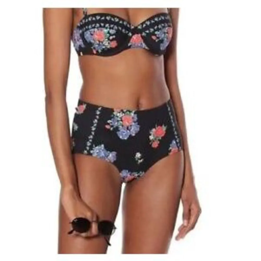 New. Tory Burch black tea rose bikini set. L-bottom/M-top Normally $298 - Image 5