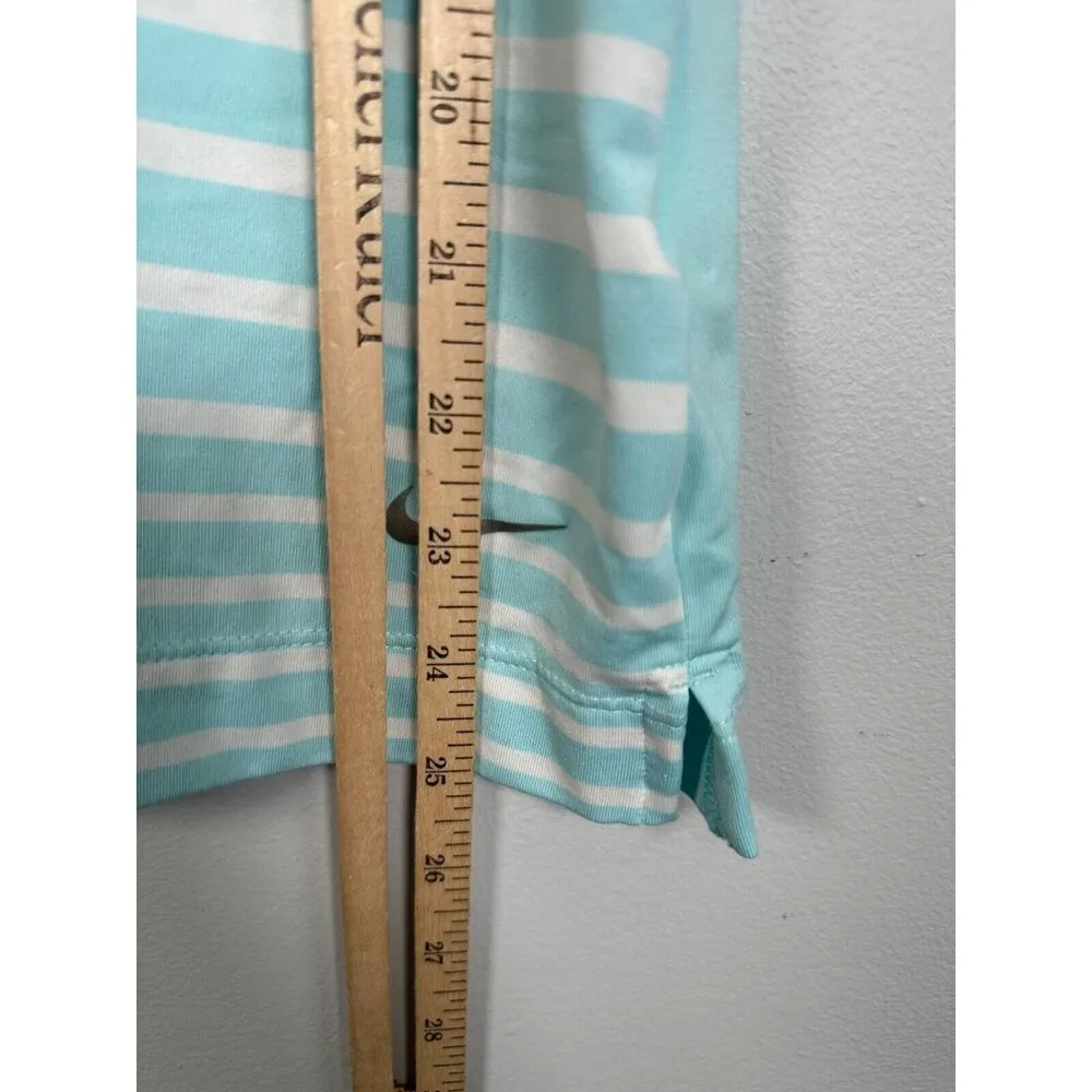 Nike Golf Womens Top Medium US Open Championship Shirt Short Sleeve Striped Blue - Image 12