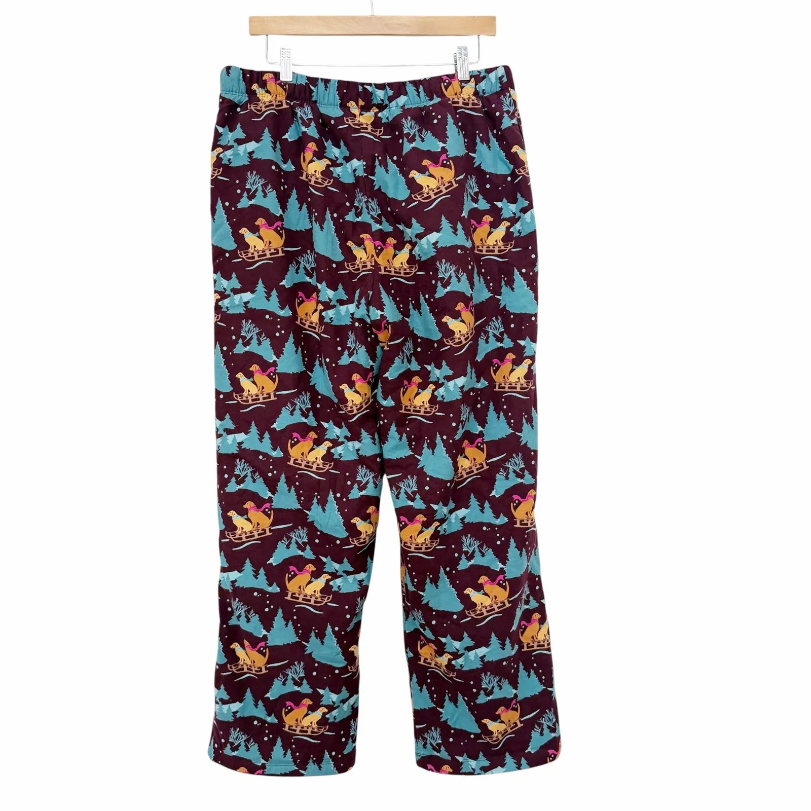 LL Bean Dog Sled Printed Fleece Lined Pajama Pants Sz L Size L - Image 4