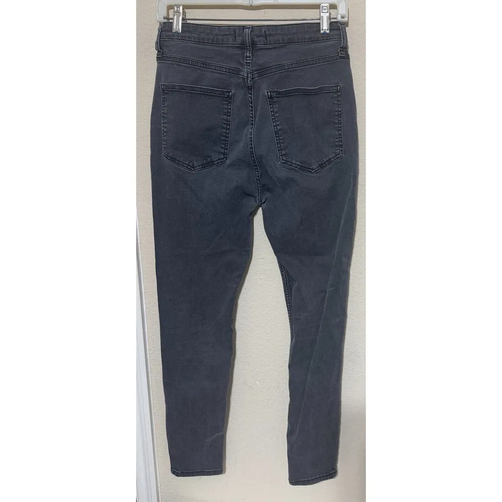 We the Free People Jeans Faded Black Denim sz 30 Distressed Button Fly skinny - Image 5