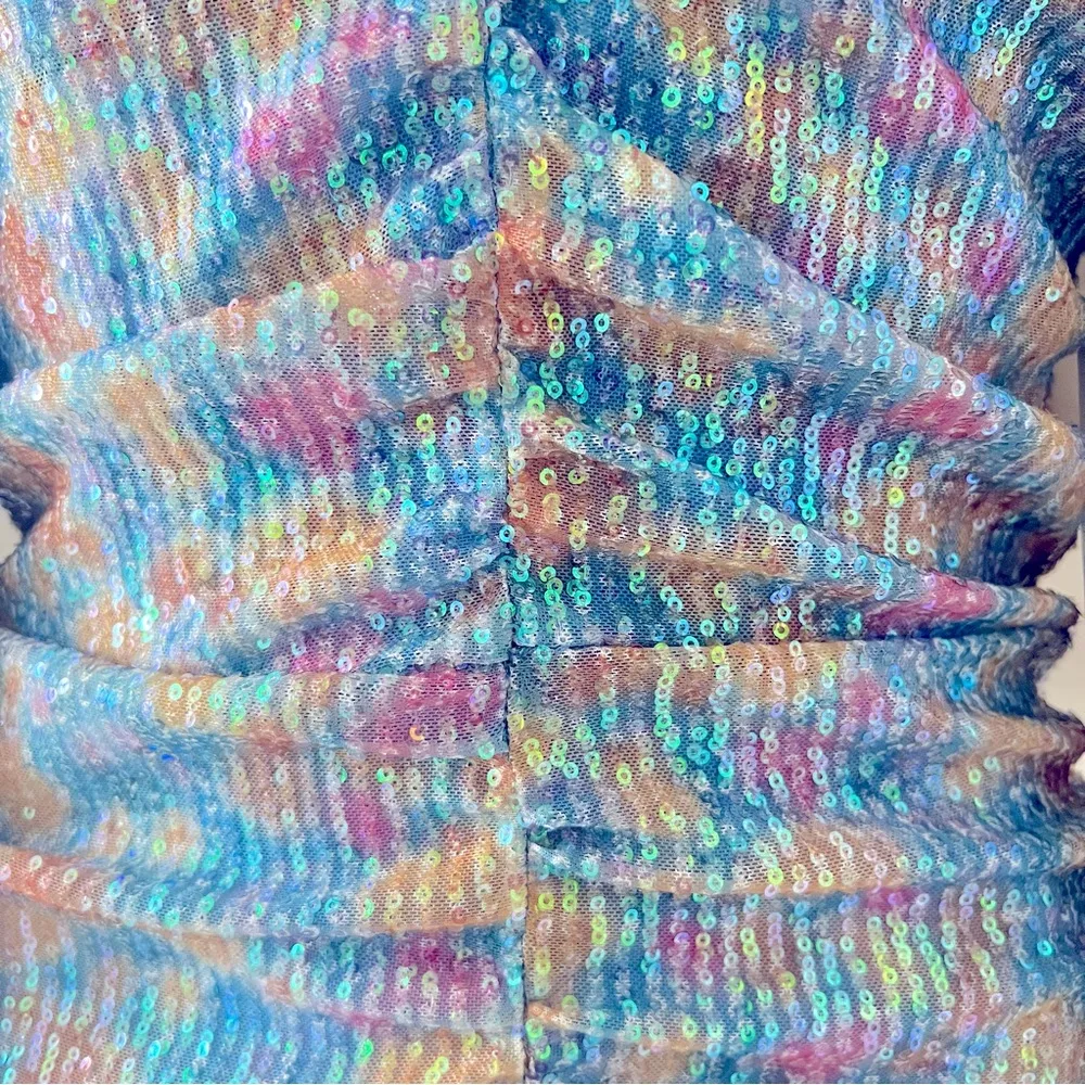 NEW SAYLOR Floral Sequin Long Sleeve Minidress in Blue Multi, Size M New w/Tag - Image 9