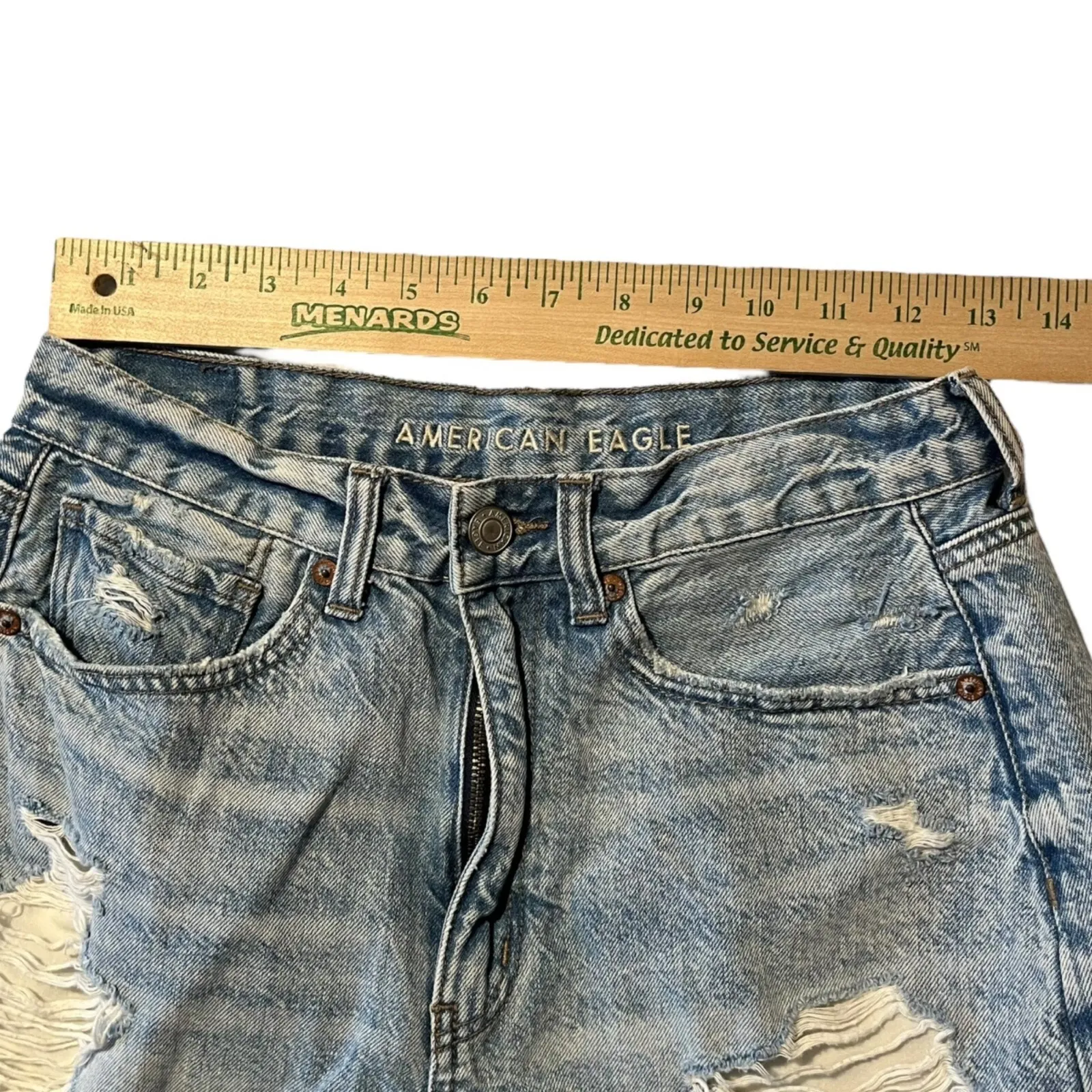 American Eagle Mom Short Women's 6 Denim Jean Distressed Shorts‎ Casual Summer - Image 9