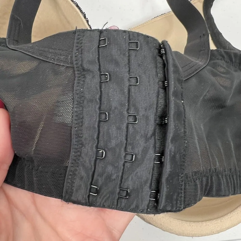 Cacique Size 44F Bra Lightly Lined Balconette Black Lace Beige Under Underwired - Image 8