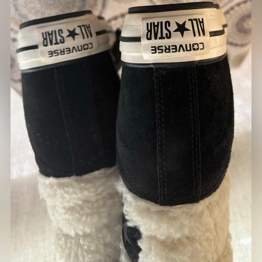 Converse CT Platform Plus Wool Collar Hidden Wedge Sneakers Womens Size 8 Black - Image 10