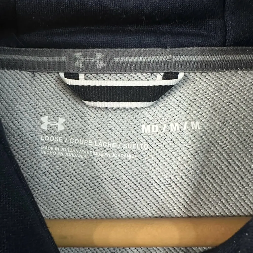 Under Armour Terry Fleece Blocked Hoodie With Hat Navy Blue White Gray Sz XS NWT - Image 7