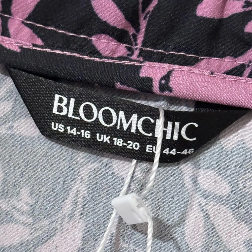 BLOOMCHIC women’s pullover faux button up blouse size 14-16 purple and black - Image 2