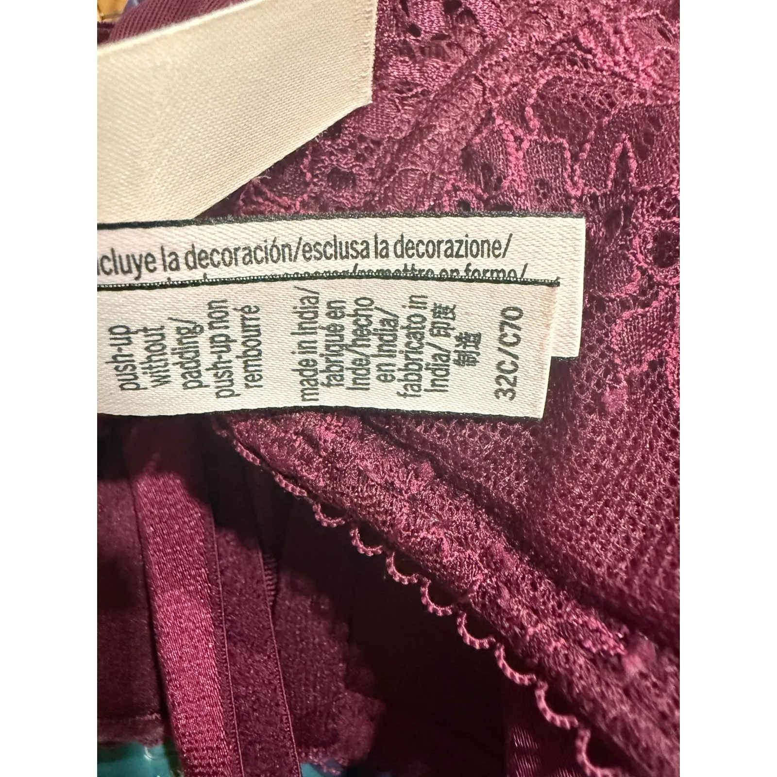 Victoria's Secret Push Up Without Padding Lace Bra Bralette Plum Purple 32C - Image 5