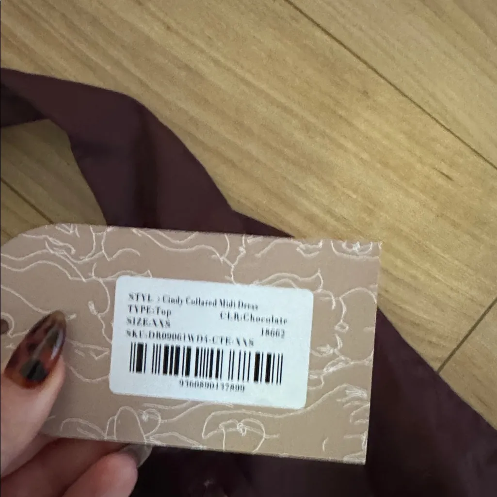 NWT Meshki CINDY COLLARED MIDI DRESS IN CHOCOLATE - Image 4