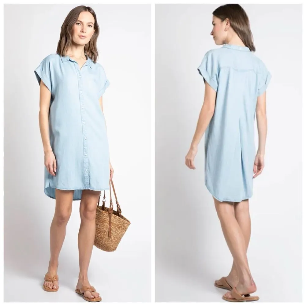 Thread and Supply Crescent Dress light wash Floret Print denim M Blue Size M - Image 2