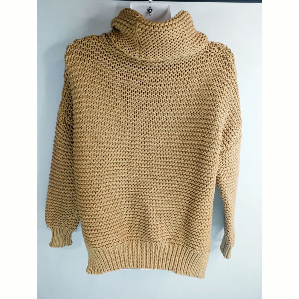 C/MEO Collective Camel Brown Chunky Knit Turtle Neck Pullover Sweater Women's S - Image 3