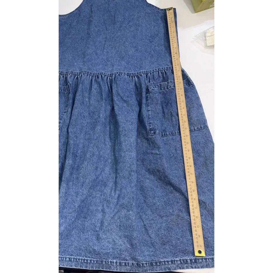 VTG Sunbelt Jumper Dress Blue Jean Denim Overall Country Modest Cottagecore Lg - Image 7