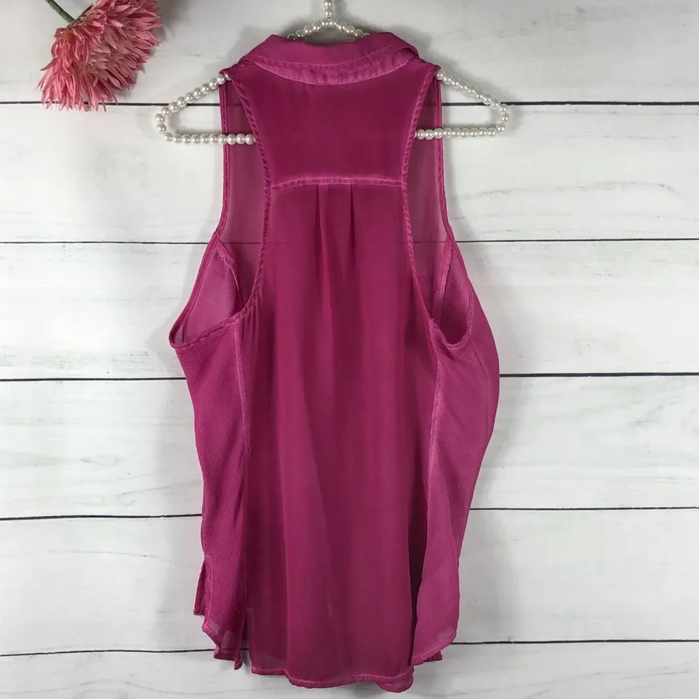 We The Free  Blouse Button Down Maroon P+S Top - Image 5