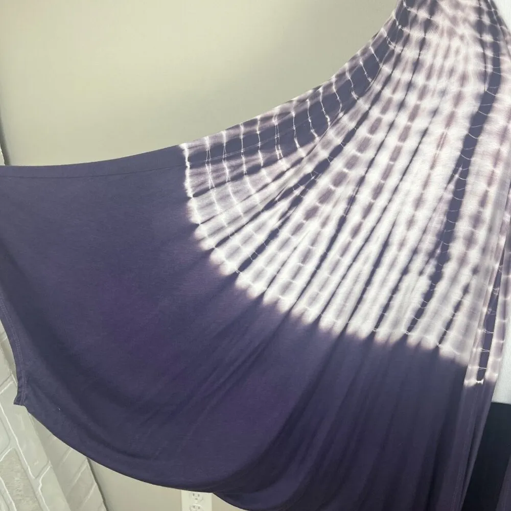 LIVI Cardigan Womens 26/28 Purple Tie Dye Jersey Knit Open Front Kimono Plus New - Image 6