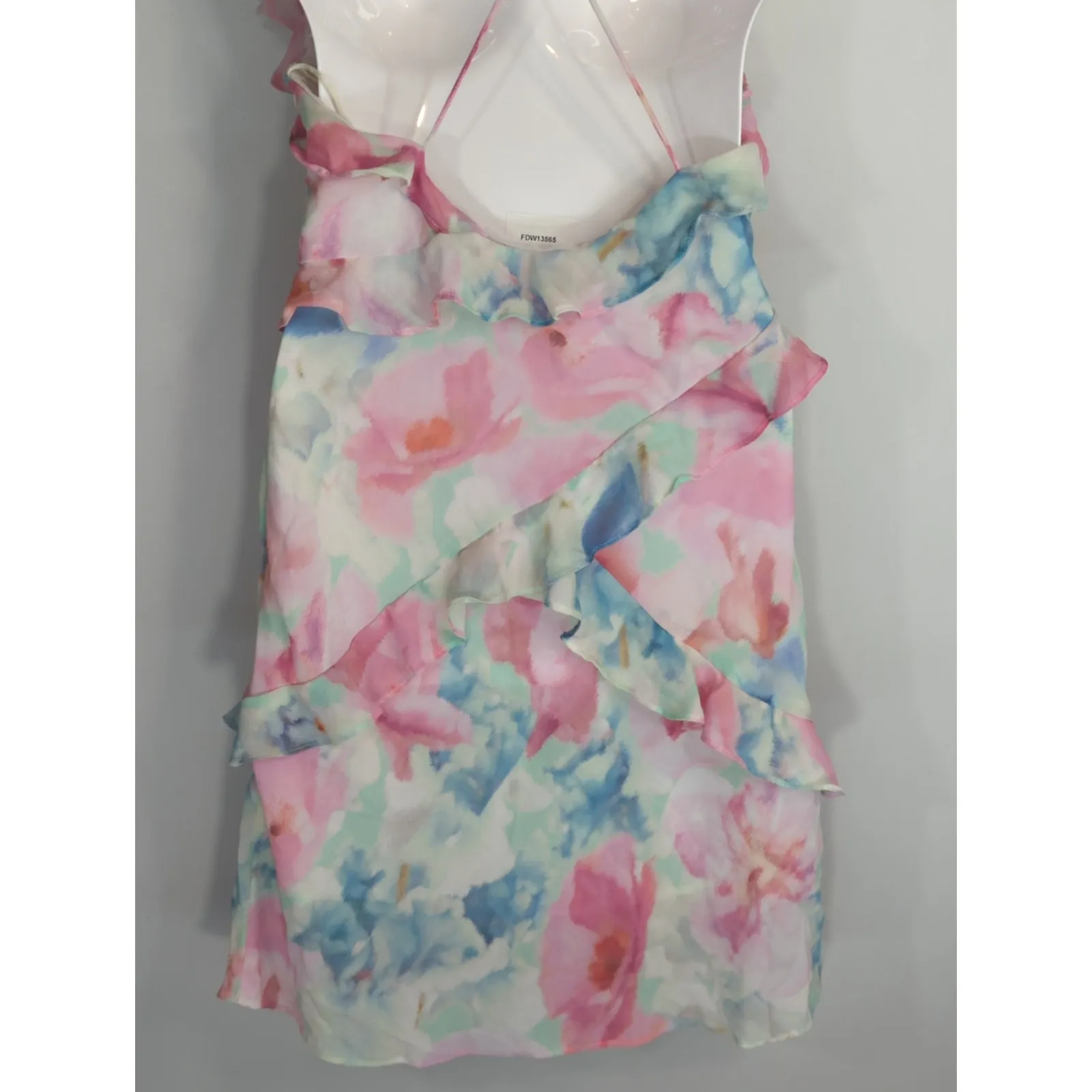 Zara Pink Blue Pastel Watercolor Ruffled Mini Dress Womens S NWOT Coquette Fairy - Image 10