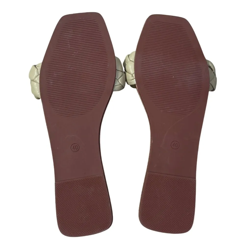 Trish Lucia Braided Slide Sandal Light Tan Size 40 (9) Square Toe Brown - Image 6