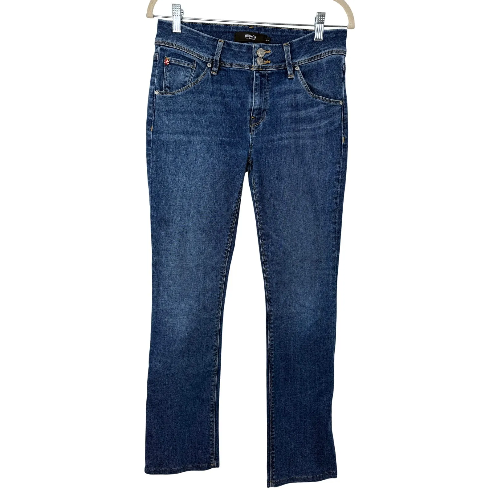 Hudson Beth Baby Boot Jeans Mid Rise Dark Wash Flap Pockets Women’s 28 - Image 3